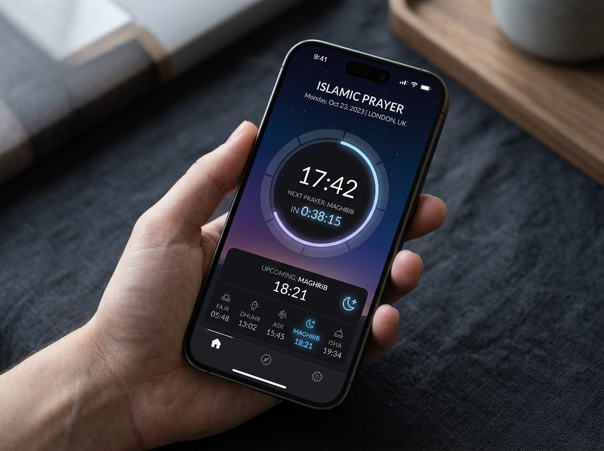 Adhan Prayer Times Mobile App Interface Preview